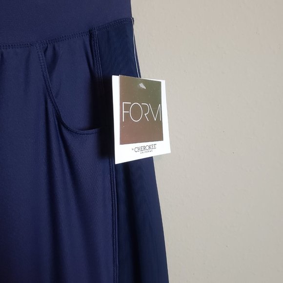 Cherokee Form NWT Navy Mid Rise Moderate Flare Leg Yoga Scrub Pants Small Tall - Picture 5 of 11